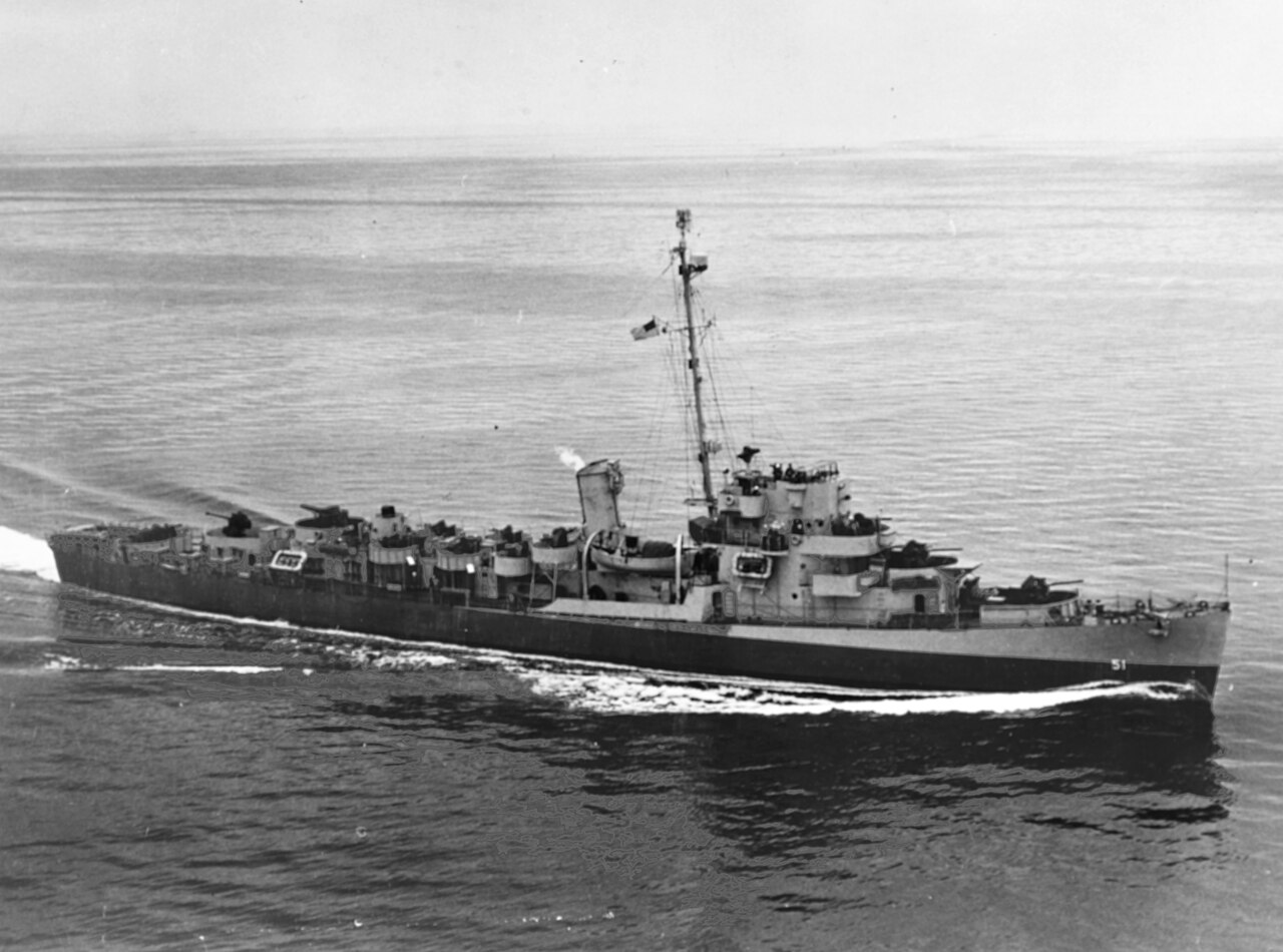 USS Buckley DE 51 underway in the Atlantic Ocean on 10 June 1944 80 G 236608